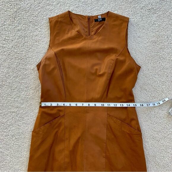 SAS Sportswear Cognac Brown 100% Leather Dress, 6 - Picture 7 of 8